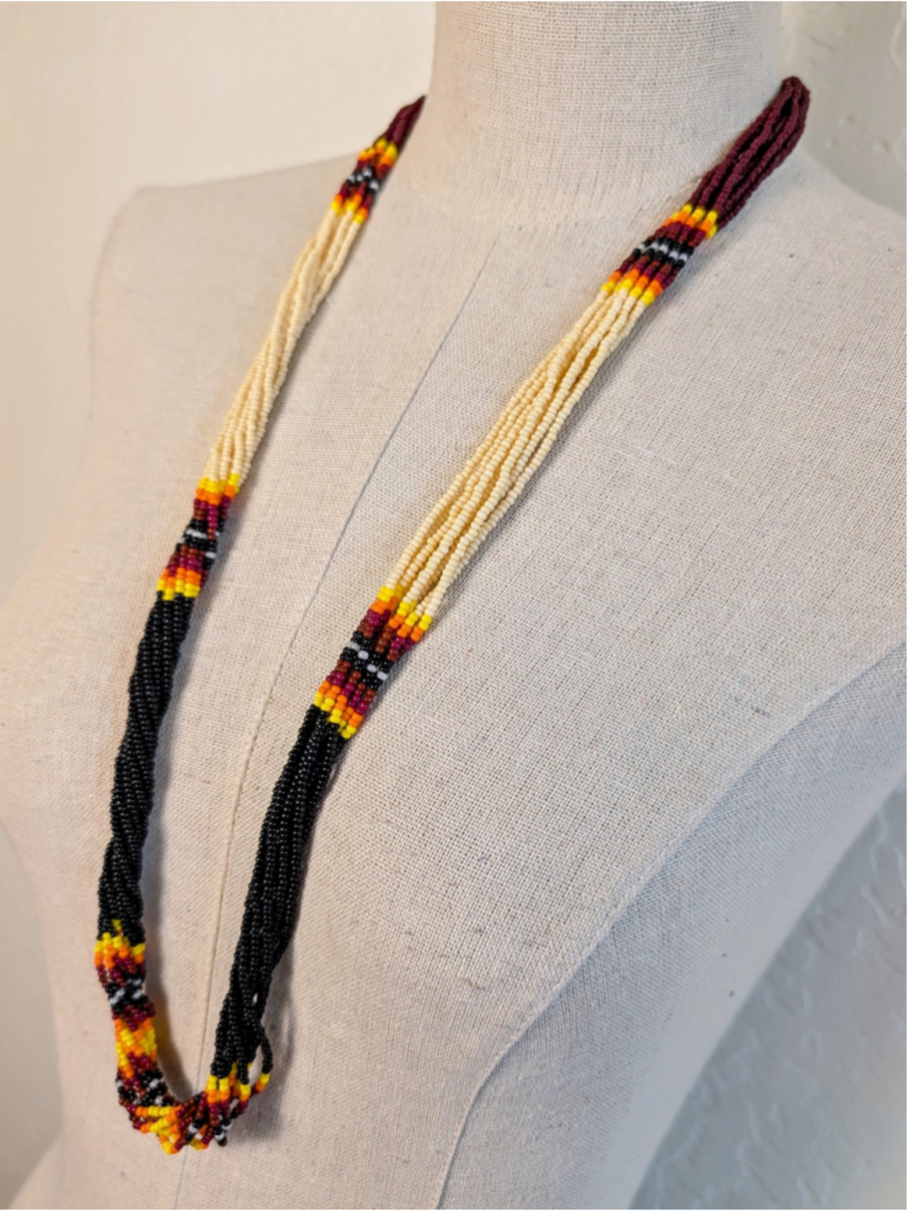 Vintage Multi Strand Seed Bead Necklace Southwest Native American Style 33.5"